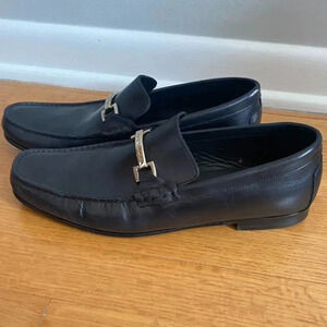 Bruno Magli Black Leather Bit Loafer Dress Shoes